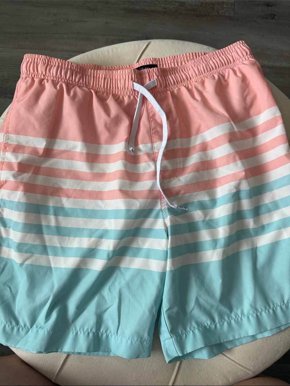 Brooklyn Cloth Kids Pastel Pink & Light Blue Stripe Swim Trunks